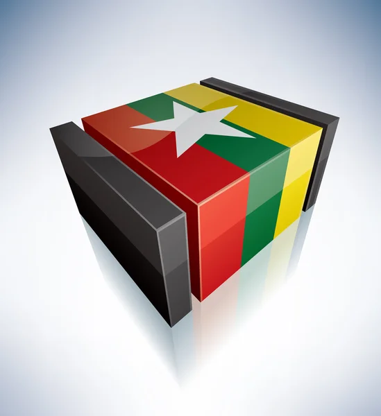 Bandeira 3D de Myanmar — Vetor de Stock