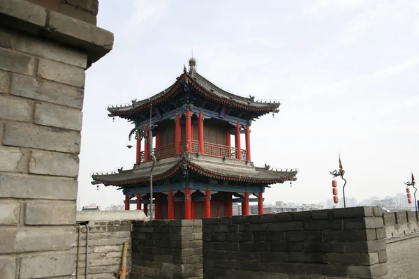 Downtown of Xian, building to the city wall — Stock Photo, Image