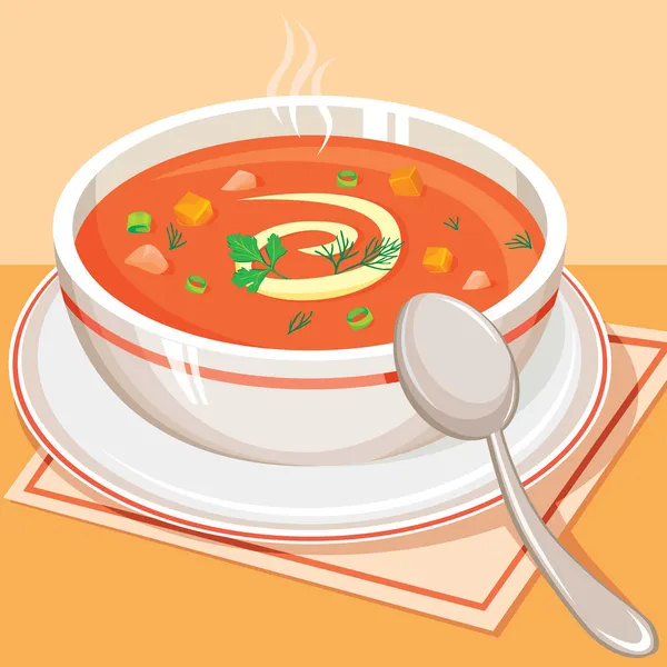 Томатный овощной суп — стоковый вектор