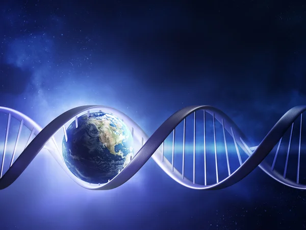 Zářící země řetězec DNA — Stock fotografie