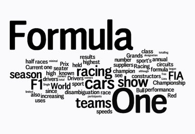 Formula 1 word clouds clipart