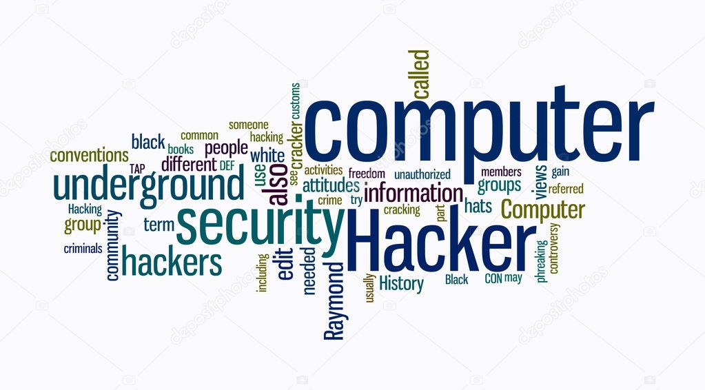 Computer hacker text clouds