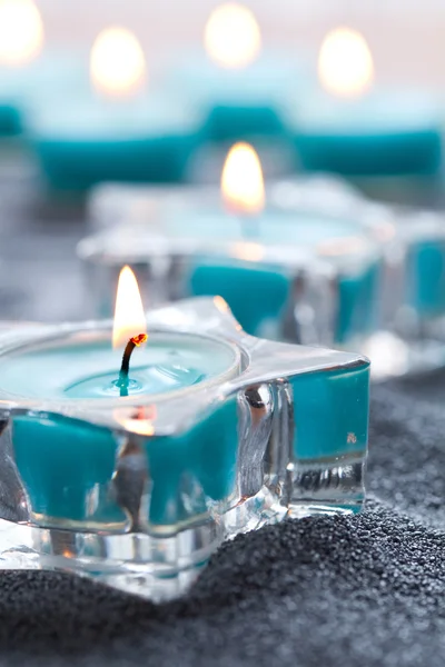 Blauwe kaarsen — Stockfoto