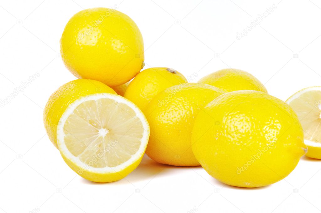 Group of lemons isolated in white