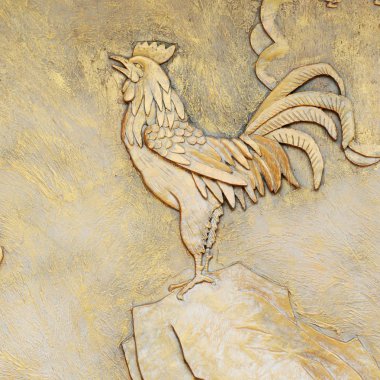 Golden relief of rooster clipart