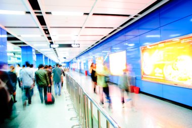 City business passenger crowd walk at subway station clipart