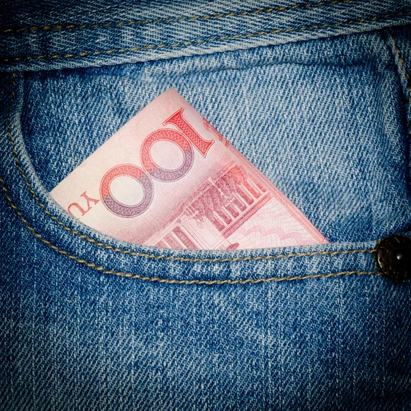 Jeans og kontanter – stockfoto
