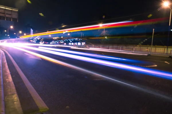 High speed car light trail — Stock Photo, Image