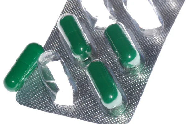 Pillola capsula verde — Foto Stock