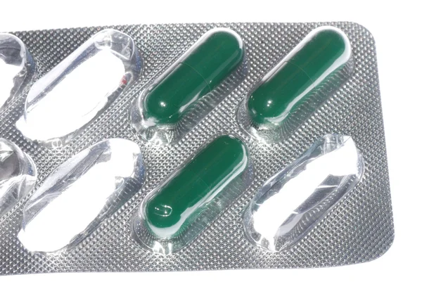 Zöld kapszula pill — Stock Fotó