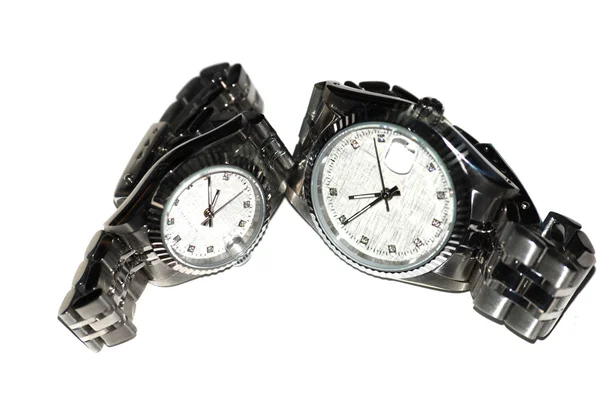 Náramkové hodinky dvojice izolované — Stock fotografie