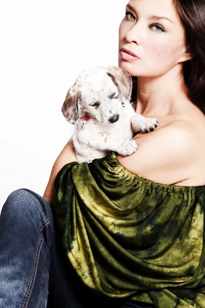 Mulher com cachorro — Fotografia de Stock