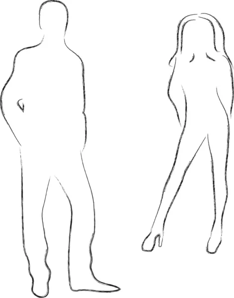 Silhouettes masculines et féminines — Image vectorielle