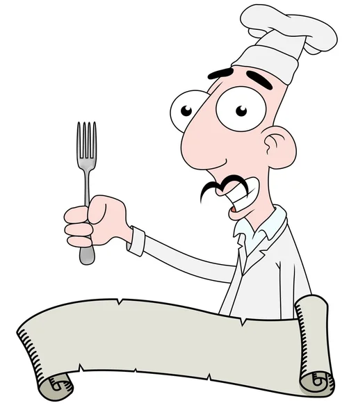Chef-kok en scroll — Stockfoto