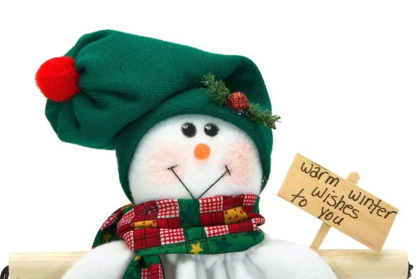 Lachende christmas snowman decoratie close-up — Stockfoto