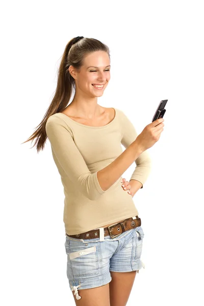 Girl with mobile phone — Stock Photo, Image