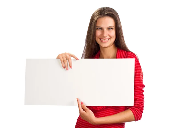 一个年轻的女孩用手中的纸 — 图库照片