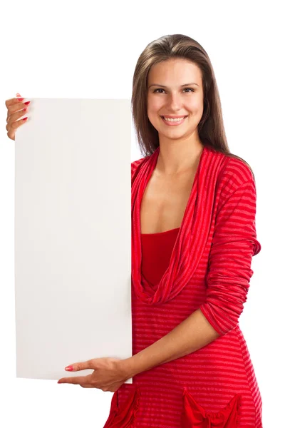 A young girl with paper in hand — Stock Photo, Image