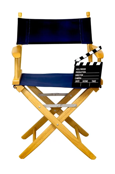 Fotelu reżysera z Clapboard na białym tle — Zdjęcie stockowe