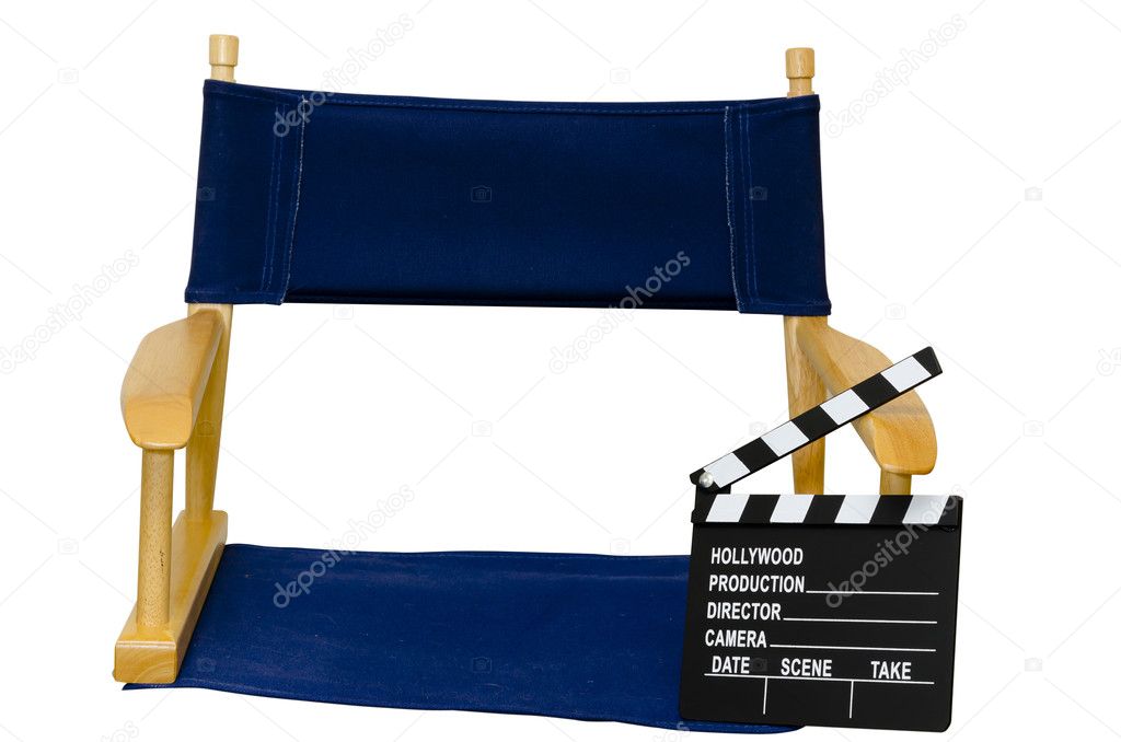Director's Chair with Clapboard Isolated Closeup
