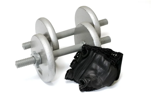 Dumbbells and Workout Gloves — Stock Photo, Image