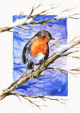 Robin in winter clipart