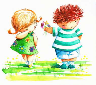 Girl and boy clipart