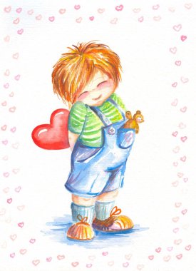 Boy with heart clipart