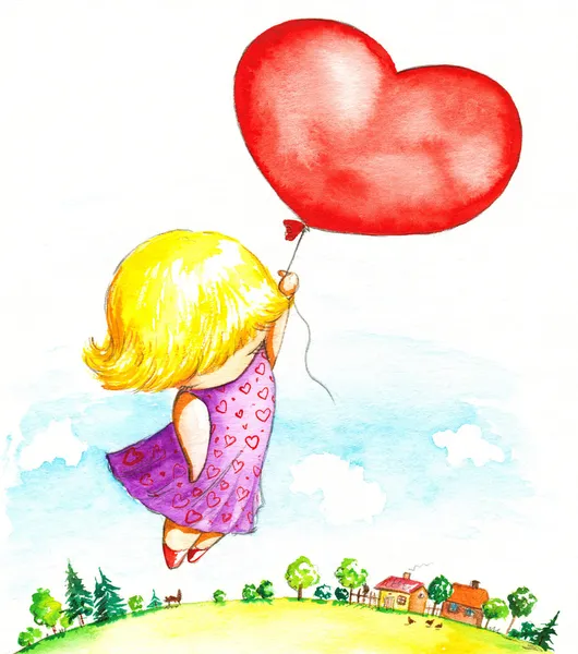 Girl with balloon — Stock Photo, Image