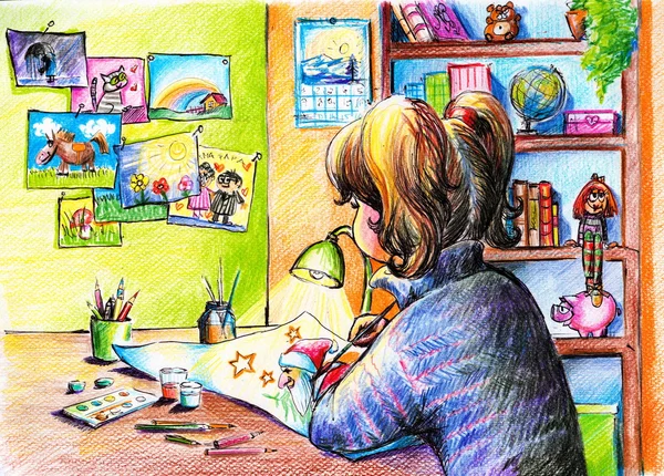 Girl painting — Stock Photo, Image