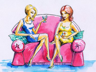 Ladies on a sofa. clipart