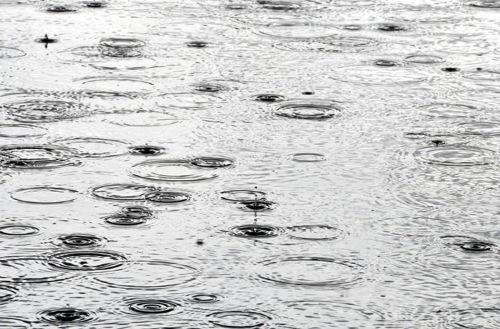 Rain drops on the water surface