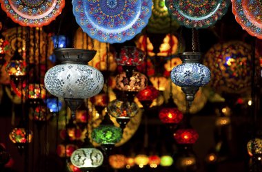 Colorful Arabic lanterns clipart