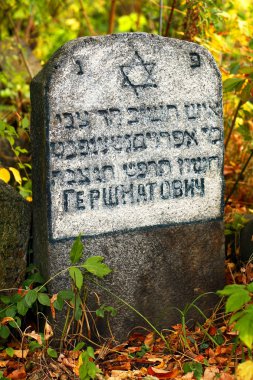 Yalnız bir mezar taşı üzerinde çim çevrili bir Yahudi Mezarlığı