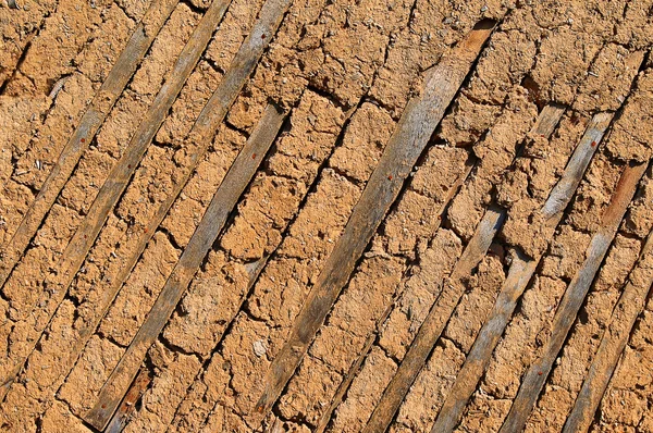 Textura de paredes de alvenaria de argila antiga — Fotografia de Stock