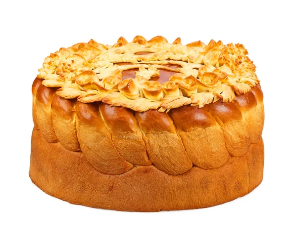 Chleb z pszennej mąki ciasta udekorowane kwiatami - urząd — Zdjęcie stockowe