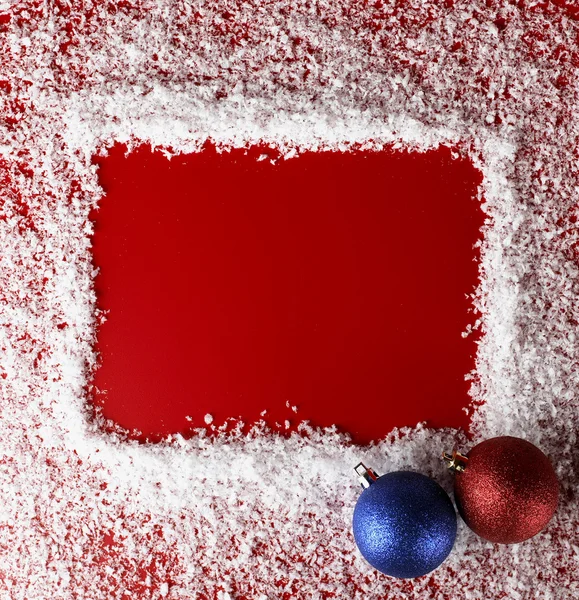 Christmas red background with white snowflake border — Stock Photo, Image