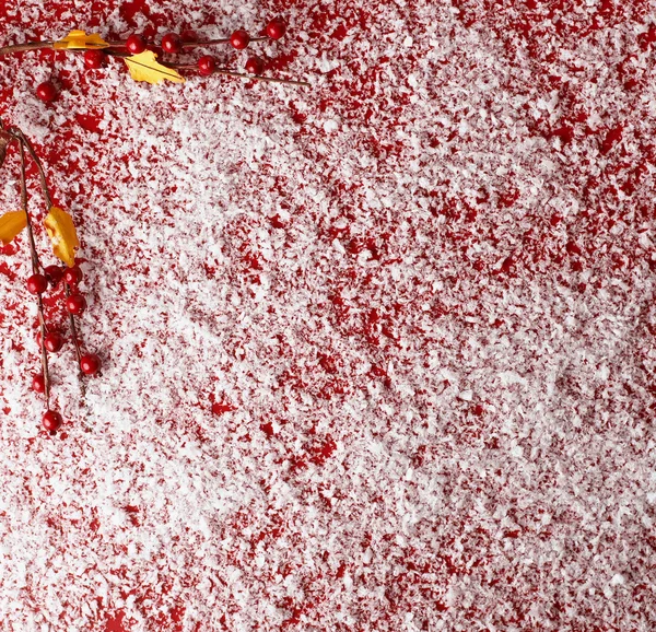 Jul röd bakgrund med vit snöflinga gränsen Stockbild