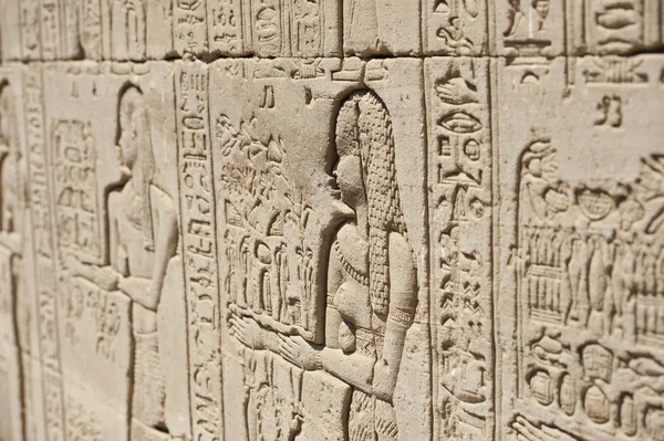 Esculturas hieroglípicas em um templo egípcio — Fotografia de Stock