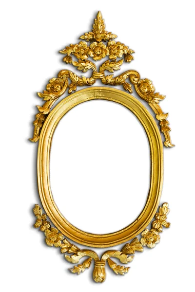 stock image Gold carved oval wood frame with shadow