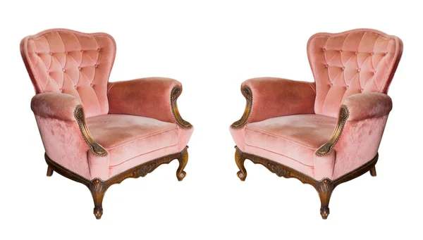 Twin Luxo vintage braços cadeira isolada — Fotografia de Stock