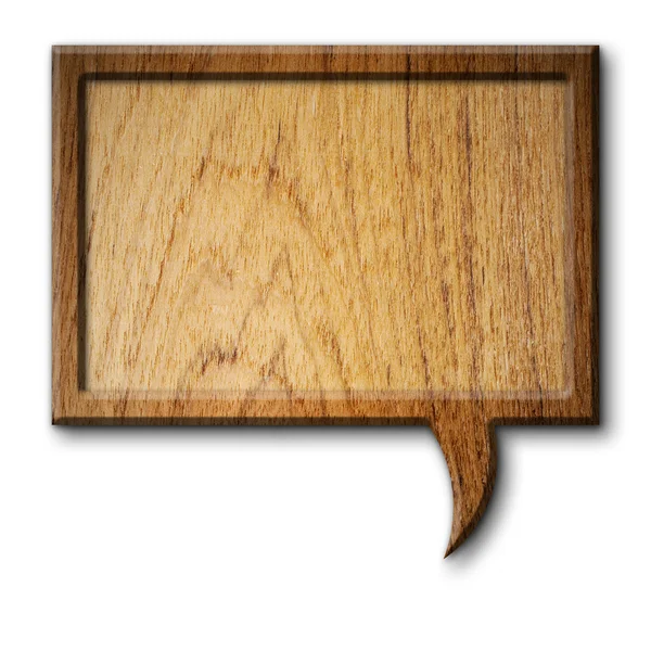 Drewna tekowego drewna znak mowy prostokąt — Zdjęcie stockowe