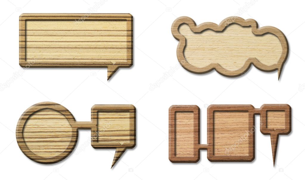 Wood sign speech on white background
