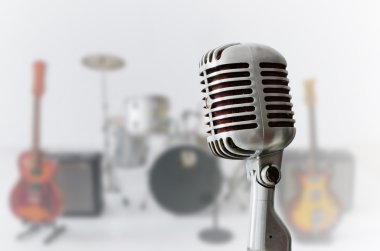 Old Chrom microphone and Blur musical instrument clipart