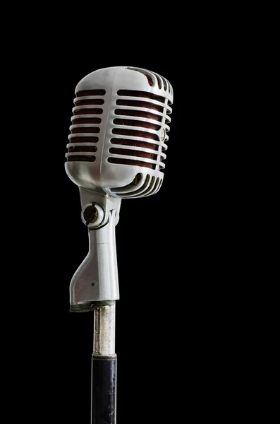 Velho microfone Chrom em Preto — Fotografia de Stock
