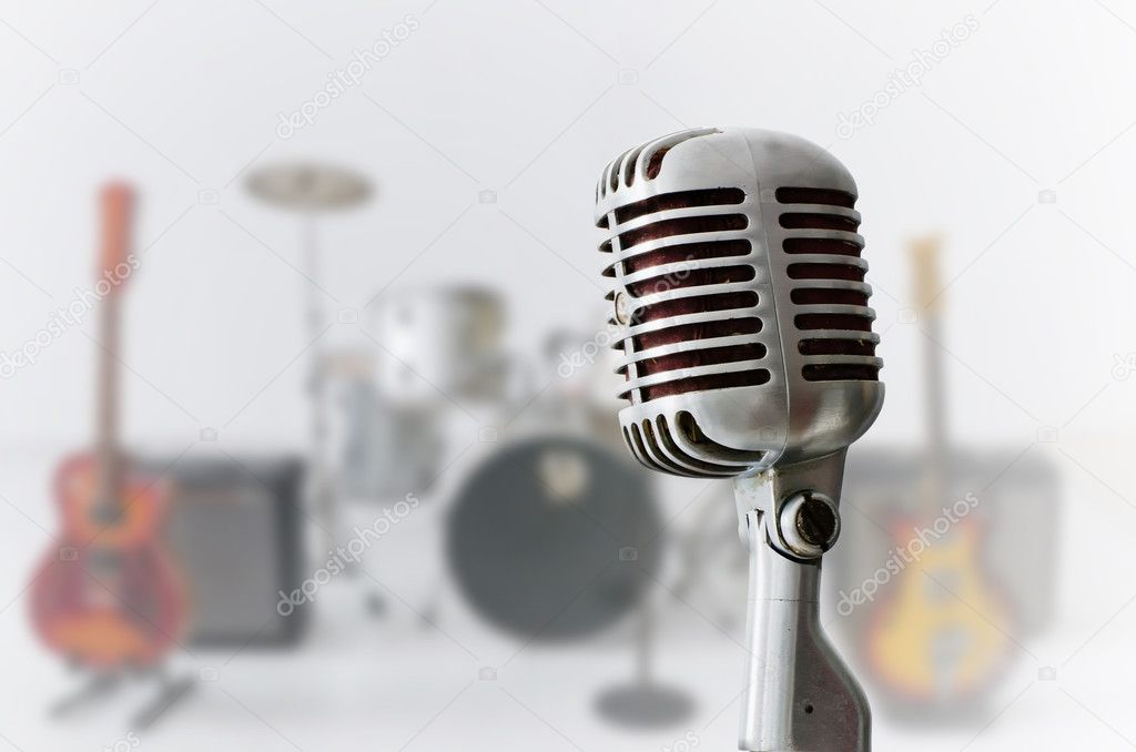 Old Chrom microphone and Blur musical instrument