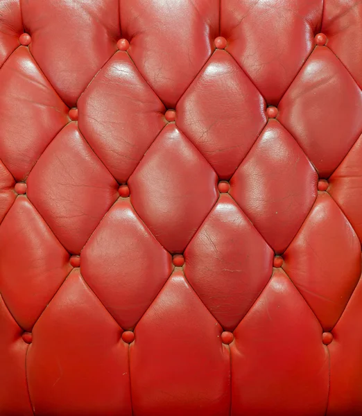 Texture of red leather vintage sofa — Stock Photo, Image