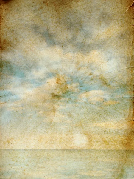 Céu e mar em papel velho — Fotografia de Stock