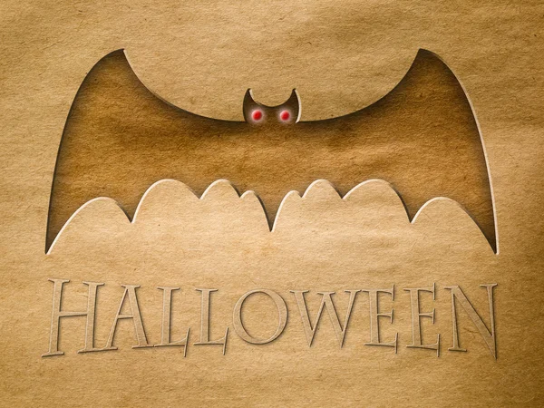 Halloween vleermuis op oude bruine papieren — Stockfoto
