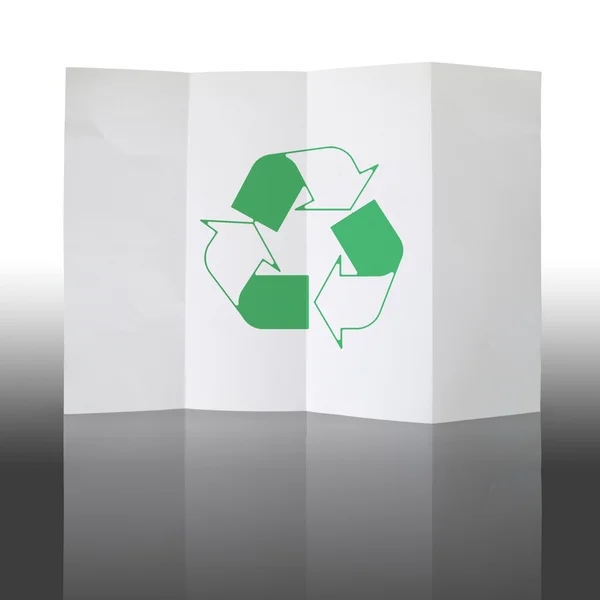 Fold recycle white paper and reflect — Stock Photo, Image